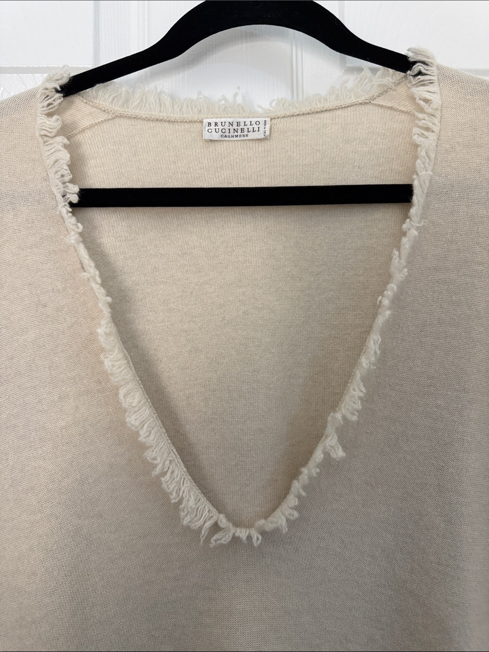 [new inventory] BRUNELLO CUCINELLI BEIGE CASHMERE LONG SLEEVE TOP EUC - Picture 2 of 3